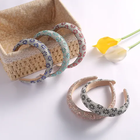 European American Rhinestone Full Drill Headband Crystal Sunflower Fashion Wide Hair Hoop