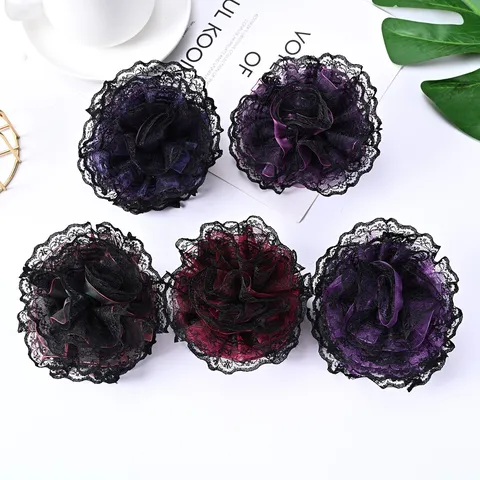 Handmade Lace Mesh Hair Claw Clip Elegant Floral Hair Accessories Daily Dance Hairpin Headwear For Women