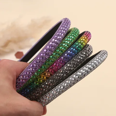 Fashion Women Rhinestone Crystal Headband Sparkling Hair Hoop Hair Accessories Daily Styling Hair Band Headwear