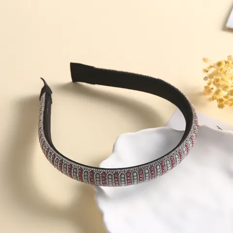 Women's Fashion Rhinestone Artificial Pearl Headband Elegant Wide Hair Hoop Handmade Sparkly Hair Accessories For Daily Party