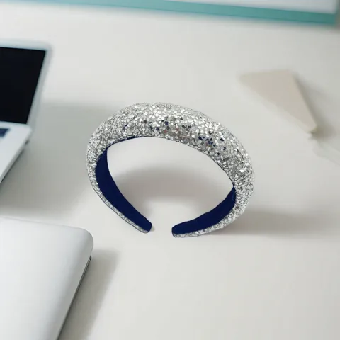 Handmade Colorful Sequins High Skull Top Headband Women Fashion Hair Accessories Wide Hair Hoop Daily Party Headwear