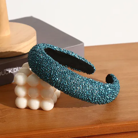 Fashion High Crown Headband With Water Drop Gemstone Luxury Padded Hair Hoop Elegant Daily Hair Accessories For Women
