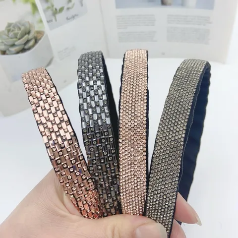 Rhinestone Full Wrapped Suede Headband Sparkling Crystal Wide Hair Hoop Sweet Daily Hair Accessories For Women