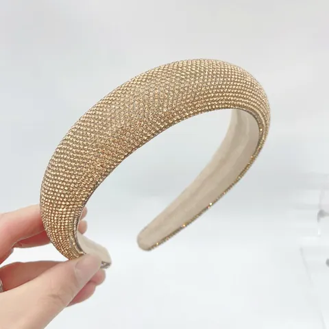 Handmade Thickened Sponge Rhinestone Headband High Crown Sparkling Crystal Hair Hoop Hair Accessories For Women Party