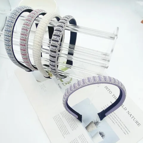 Bohemian Rhinestone Artificial Pearl Headband Elegant Wide Hair Hoop Vintage Fashion Hair Accessories For Women