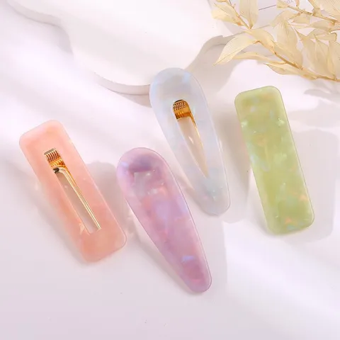 Acrylic Hair Clip Candy Color Duckbill Clip Geometric Water Drop Rectangle Hairpin Fashion Hair Accessories For Women