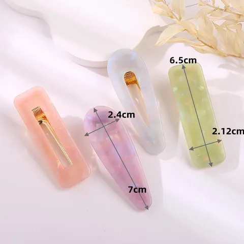 Acrylic Hair Clip Candy Color Duckbill Clip Geometric Water Drop Rectangle Hairpin Fashion Hair Accessories For Women