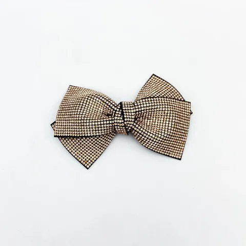Chic Champagne Rhinestone Bow Spring Hair Clip Elegant Crystal Hair Barrettes Fashion Hair Accessories For Women