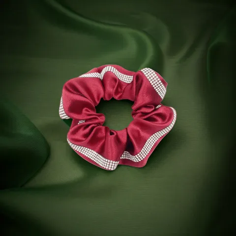 Satin Rhinestone Hair Scrunchies Fashion Elastic Hair Bands Ponytail Holder Daily Casual Hair Accessories For Women