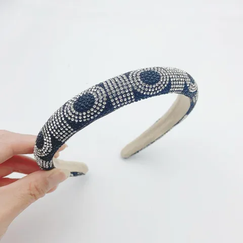 Women Fashion Rhinestone Headband Vintage Narrow High Crown Hair Hoop Sparkling Crystal Hair Accessories for Daily Party