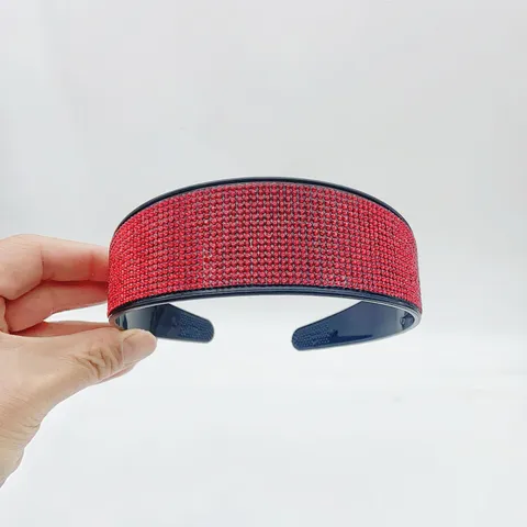 Red Rhinestone Headband Hair Clip Festive Hair Accessories Crystal Paved Headwear Bridal Hair Jewelry For Women