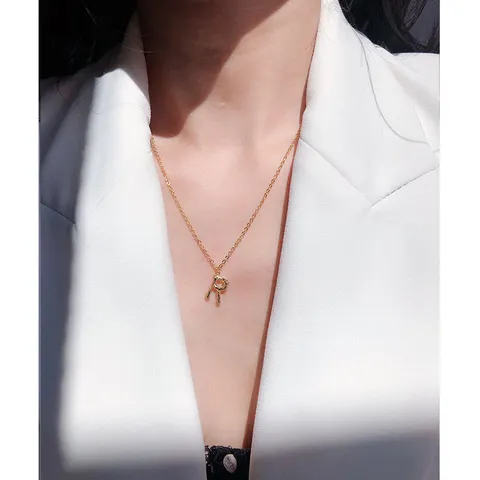 Koper Verguld Engels Letter Hangermeting Halsketting Niche Bamboe Ontwerp Sleutelbeen Ketting Mode Sieraden Voor Vrouwen