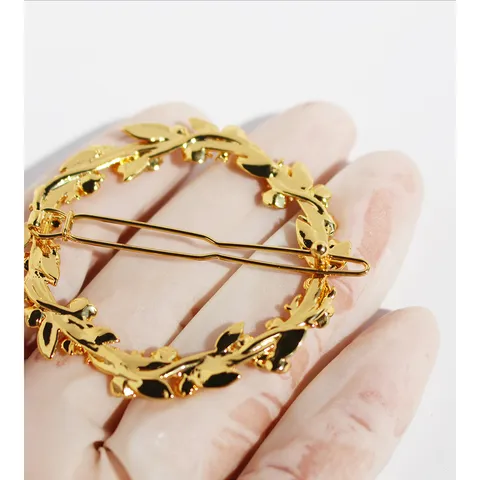 Vintage Brass Floral Wreath Hair Clip Gold Embossed Rose Hair Accessories For Women Hanfu Classical Headwear