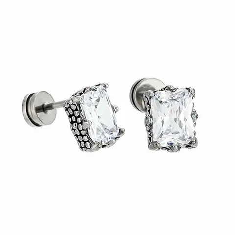 Luxe Titaniumstaal Suikerklontje Geometrische Oorknopjes Vierkante Strass Oorbellen Hip Hop Unisex Oorsieraden Cadeau Voor Mannen Vrouwen