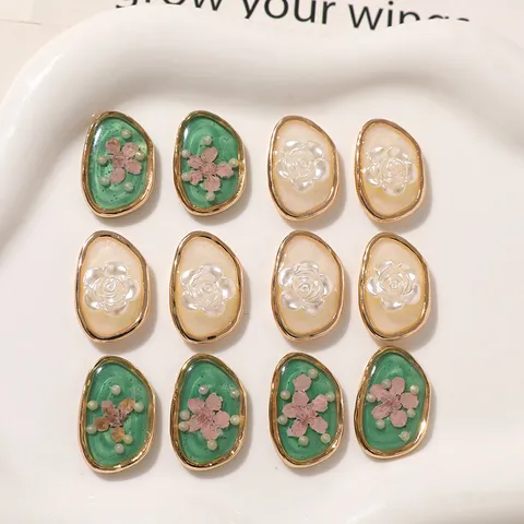 French Elegant Pearl Camellia Flower Epoxy Resin Alloy Charms For DIY Earrings Keychains Jewelry Making Findings Handmade Craft Supplies
