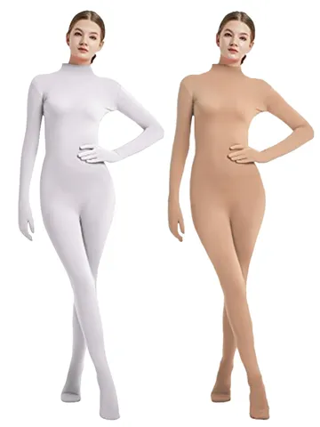 Tuta Zentai da Donna in Seta di Latte Tinta Unita Tuta Intera per Halloween Cosplay Spettacolo Teatrale Abbigliamento da Danza Body