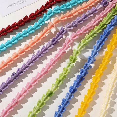 Perles DIY Perforées Fleur Trompette Vague Arc-en-Ciel Breloques en Résine Plastique pour Boucles d'Oreilles Bracelet Chaîne de Téléphone Accessoires