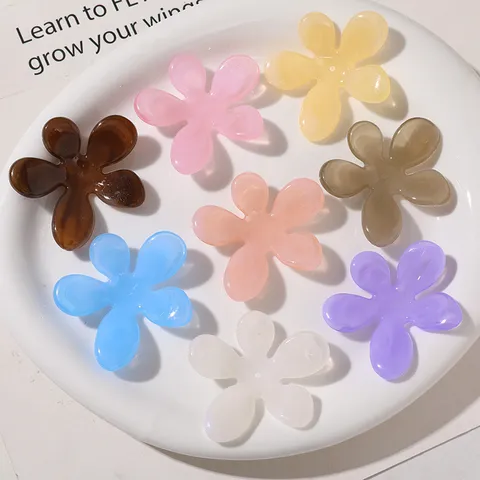 Clear Jelly Macaron Color Five Petal Flower Acrylic Charms DIY Jewelry Findings For Earrings Keychain Accessories