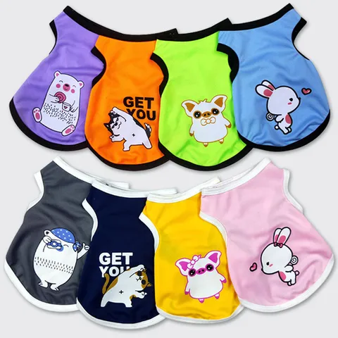 Gilet pour Chien en Mesh Respirant Été Mignon Imprimé Dessin Animé Vêtements pour Petits Chiens et Chats Articles pour Animaux