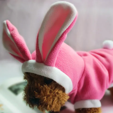 Cute Rabbit Dog Clothes Fleece Winter Warm Pet Apparel Halloween Christmas Cosplay Costume Puppy Cat Hooded Coat