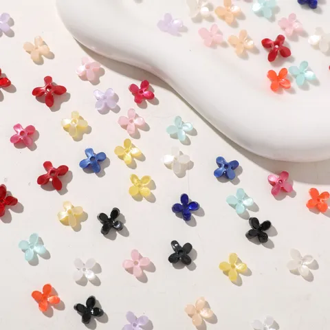 Mini Jelly Acrylic Four-Petal Flower Butterfly Charms Glossy DIY Jewelry Findings For Earrings Keychain Making Accessory