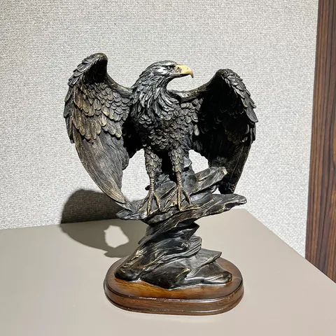 American Vintage Resin Animal Head Statue Lion Horse Eagle Desktop Ornament Craft Figurine Home Office Decor