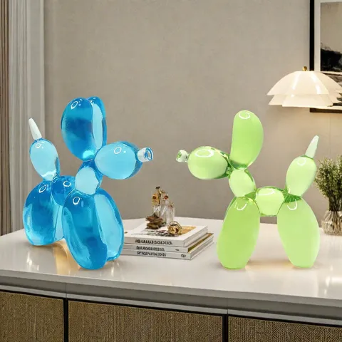 Modern Minimalist Resin Balloon Dog Figurine Translucent Animal Sculpture For Home Decor Living Room Office Desk Ornament