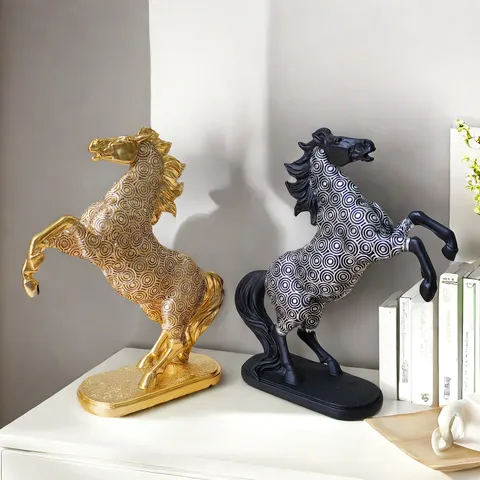 Resin Horse Figurine Success Running Horse Statue Sculpture Home Decor Wine Cabinet Office Porch Ornament New Chinese Style
