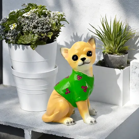 Outdoor Garden Animal Sculpture Resin Chihuahua French Bulldog Figurine Pastoral Yard Decor Cute Puppy Ornament Gift