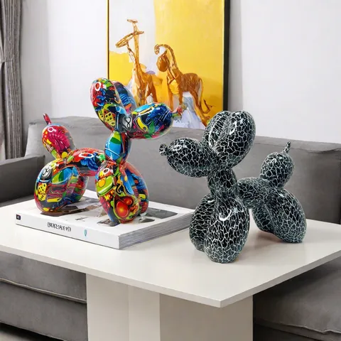 Nordic Balloon Dog Ornament Creative Water Transfer Graffiti Resin Craft Home TV Cabinet Desktop Decoration
