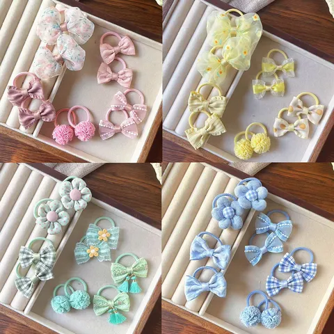 Kinder Süße Schleife Blume Haargummis Stoff Hochelastische Gummibänder Langlebige Haarseile Kleine Mädchen Süßer Haarschmuck