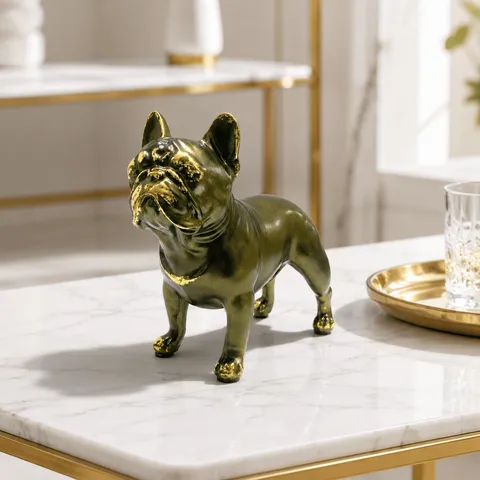 Creative European Resin French Bulldog Figurine Statue Living Room Porch Desktop Ornament Home Decor Animal Sculpture