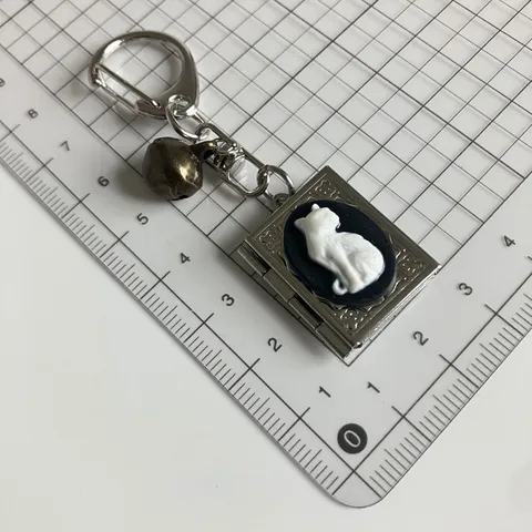 Goth Punk Retro Buch Medaillon Schlüsselanhänger Vintage Silber Metall Motte Katze Herz Buchförmiger Anhänger Schlüsselring Für Damen Herren
