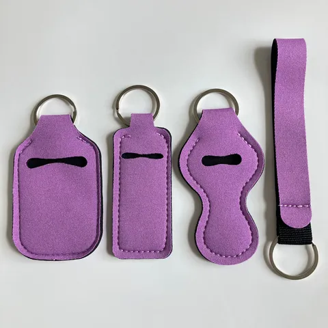 Set de Soporte para Botella de Desinfectante de Manos de Neopreno Funda para Perfume y Lápiz Labial Con Correa de Muñeca Llavero Almacenamiento de Viaje