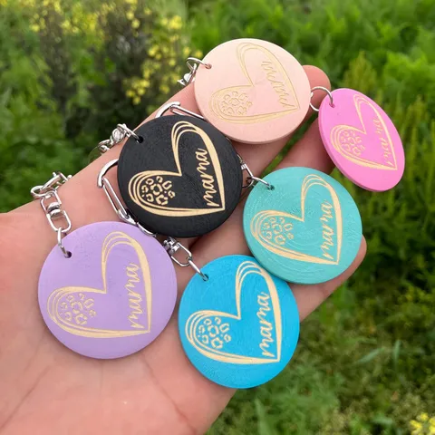 Wooden Keychain Mama Round Wood Sign With Tassel Pendant Creative Bag Hanging Ornament Vintage Style Key Ring Gift