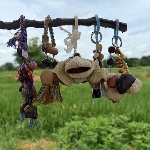 Semi Naturali Conchiglia Fatto a Mano Campanello Vento Borsa Ciondolo Auto Appendere Ornamento Bohemien Pianta Frutta Portachiavi Decorazione Stanza