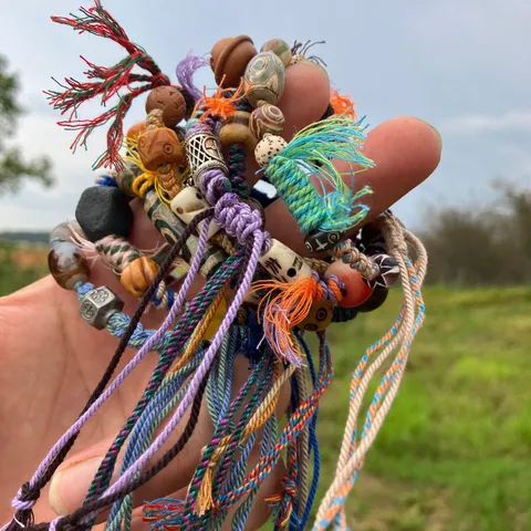 Pulsera de Cuerda Tejida a Mano Estilo Tibetano Cuentas de Vidrio Thangka Gahu Box Charm Pulsera Estilo Étnico Regalo de Joyería para Unisex
