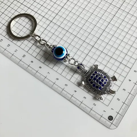 Vintage Ethnic Turkish Evil Eye Keychain Alloy Rhinestone Elephant Owl Butterfly Life Tree Metal Bag Pendant Key Ring Jewelry