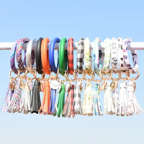 Portachiavi in Pelle PU Bracciale Polsino Nappa Accessori Anello Chiave per Donne