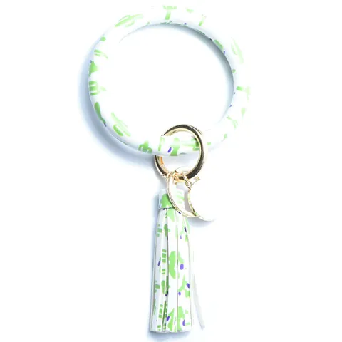 Portachiavi in Pelle PU Bracciale Polsino Nappa Accessori Anello Chiave per Donne