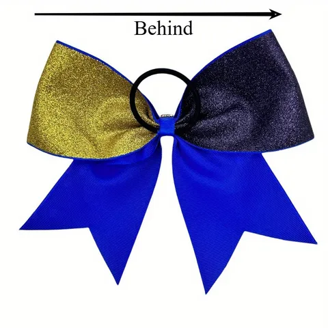 Glitter Shiny Bow Hair Tie For Girls Kids Large Swallowtail Elastic Hair Band With Pearl Rhinestone Color Block Hair Accessories