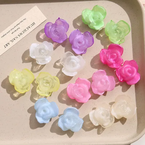 Ice Clear Rose Flower Acrylic Charms Translucent DIY Jewelry Making Accessories For Earrings Keychains Crafts