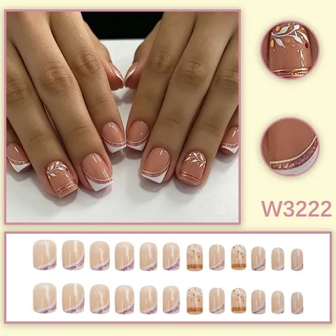 Faux Ongles à Presser Moyen Long Forme Ronde Carrée ABS Faux Ongles pour Femmes Quotidien Fête Décoration Ongles Manucure Artificielle