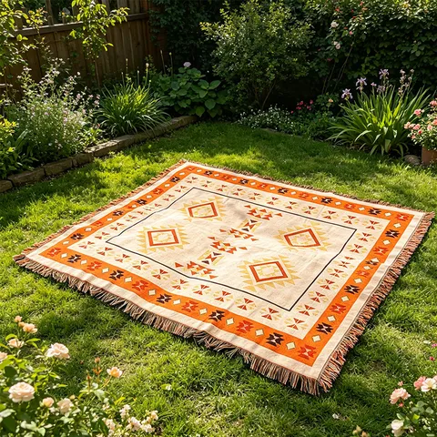 Bohemian Knitted Jacquard Blanket Ethnic Geometric Pattern Tassel Sofa Cover Throw Blanket Camping Mat Home Decor