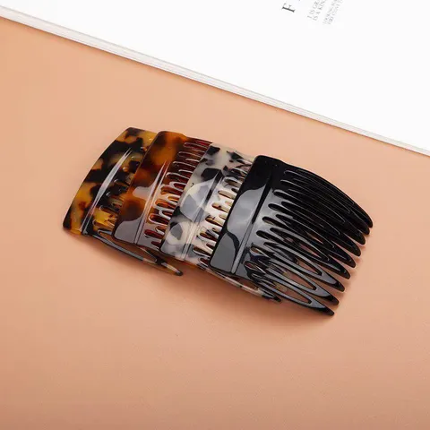 Minimalist Acrylic Mini Hair Side Combs Vintage Tortoiseshell Leopard Print 9 Teeth Hair Clips Fringe Fixed Hair Pins For Women