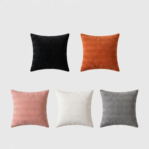 Modern Minimalistisch Gekreukeld Fluwelen Sierkussenhoes Zacht Effen Kleur Vierkant Bankkussen Voor Thuis Slaapkamer Woonkamer