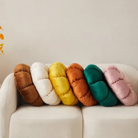 Coussin de Décoration Rond Plissé Européen Velours Néerlandais Coussin Roue de Citrouille Pour Salon Canapé Décoration Intérieure