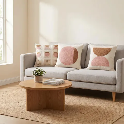 Housse de Coussin Moderne Minimaliste Géométrique Broderie Éponge Toile Housse de Coussin Décorative pour Canapé Salon
