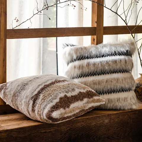 Housse de Coussin Décorative Moderne et Minimaliste en Peluche Douce pour Canapé Salon Literie Décoration Intérieure
