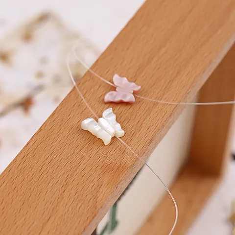 Natural Shell Carved Butterfly Invisible Necklace Transparent Fishing Line Choker Jewelry For Women Gift